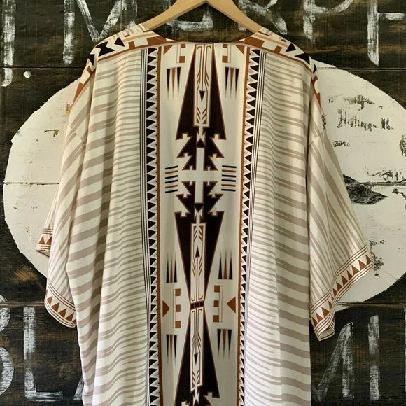 New Boho Western Kimono Maxi Long Duster Folk Cardigan - Picture 3 of 5